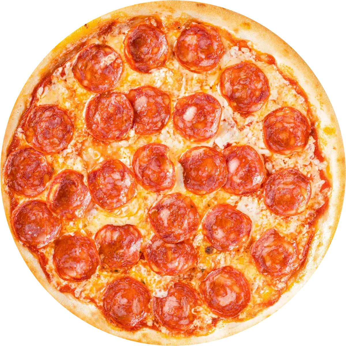 Pizza z podwójną porcją pepperoni, widok z góry